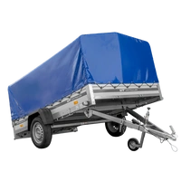 Przyczepka jednoosiowa z burtami aluminiowymi 264x150 Unitrailer Garden 265 KIPP ALU ze stelażem H-800 i pokrowcem niebieskim