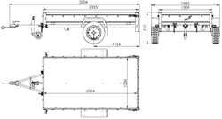 Przyczepka jednoosiowa na resorach z burtami aluminiowymi 230x125 Unitrailer Garden 230/R KIPP ALU ze stelażem H-800 i pokrowcem szarym