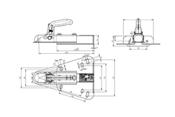 Zaczep kulowy KNOTT K7,5-H+KZE7,5 do przyczepki 750kg z dyszlem typu V
