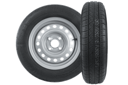 Komplet dwóch kół do przyczep UNITRAILER / TEMARED / BRENDERUP / STEMA / BÖCKMANN OPONA KENDA 145/80 R13 78N FELGA STARCO 4Jx13"H2 4x100 ET:30