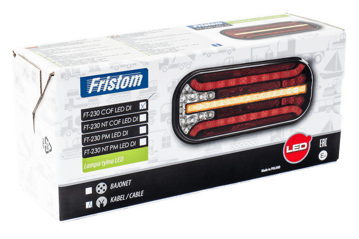 Lampa tylna FRISTOM FT-230 LED 6 funkcji uniwersalna