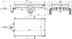 Przyczepka samochodowa z burtami aluminiowymi 230x125 Unitrailer Garden 230 KIPP ALU ze stelażem H1100 i pokrowcem niebieskim