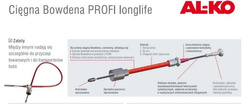 Linka hamulcowa cięgno Bowdena AL-KO 247285 szybki montaż 1020/1216mm