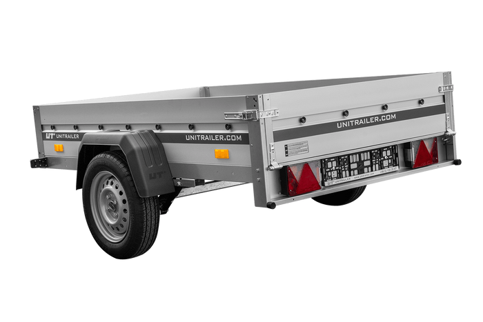 Przyczepka na resorach z burtami aluminiowymi 200x125 Unitrailer Garden 201/R KIPP ALU