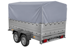 Przyczepka lekka 264x150 UNITRAILER GARDEN 265/2 KIPP z burtami BIS, stelażem H-800 i pokrowcem szarym