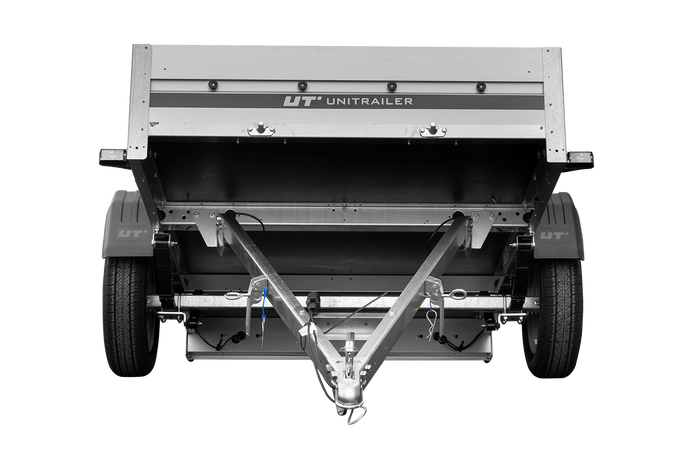 Przyczepka na resorach z burtami aluminiowymi 200x125 Unitrailer Garden 201/R KIPP ALU