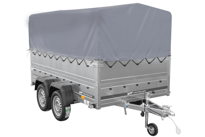 Przyczepka lekka 264x150 UNITRAILER GARDEN 265/2 KIPP z burtami BIS, stelażem H-800 i pokrowcem szarym