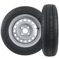 Komplet dwóch kół do przyczep UNITRAILER / TEMARED / BRENDERUP / STEMA / BÖCKMANN OPONA KENDA 145/80 R13 78N FELGA STARCO 4Jx13"H2 4x100 ET:30